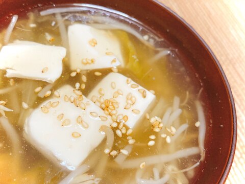 もやしとレタスのお豆腐あんかけスープ